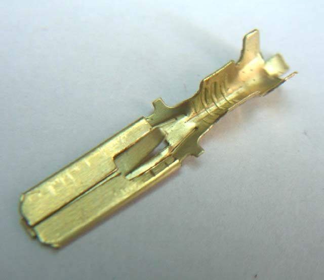 Клемма папа голая 6.3мм с фиксацией (латунная)(завод К1)(100шт)
