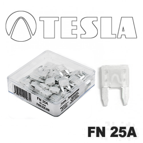 Предохранитель Tesla "вилка-мини" 25А (50шт)