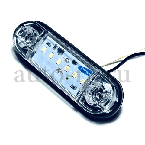 Указатель  габаритов  6 SMD (12v-24v) "Samsung" (90мм)(белый)(10шт) 
