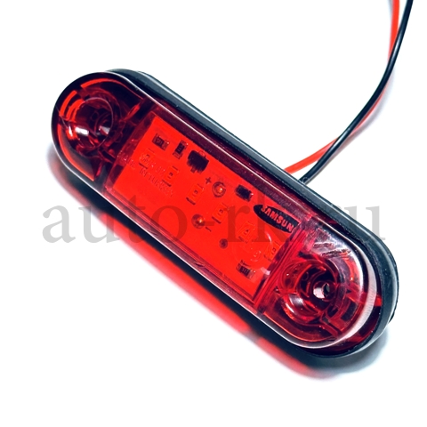 Указатель  габаритов  6 SMD (12v-24v) "Samsung" (90мм)(красный)(10шт) 