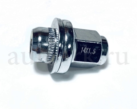 Гайка колеса М14х1.50 h=47.0мм, прессшайба D=22мм, ключ 22 LC 100,200 (20шт)